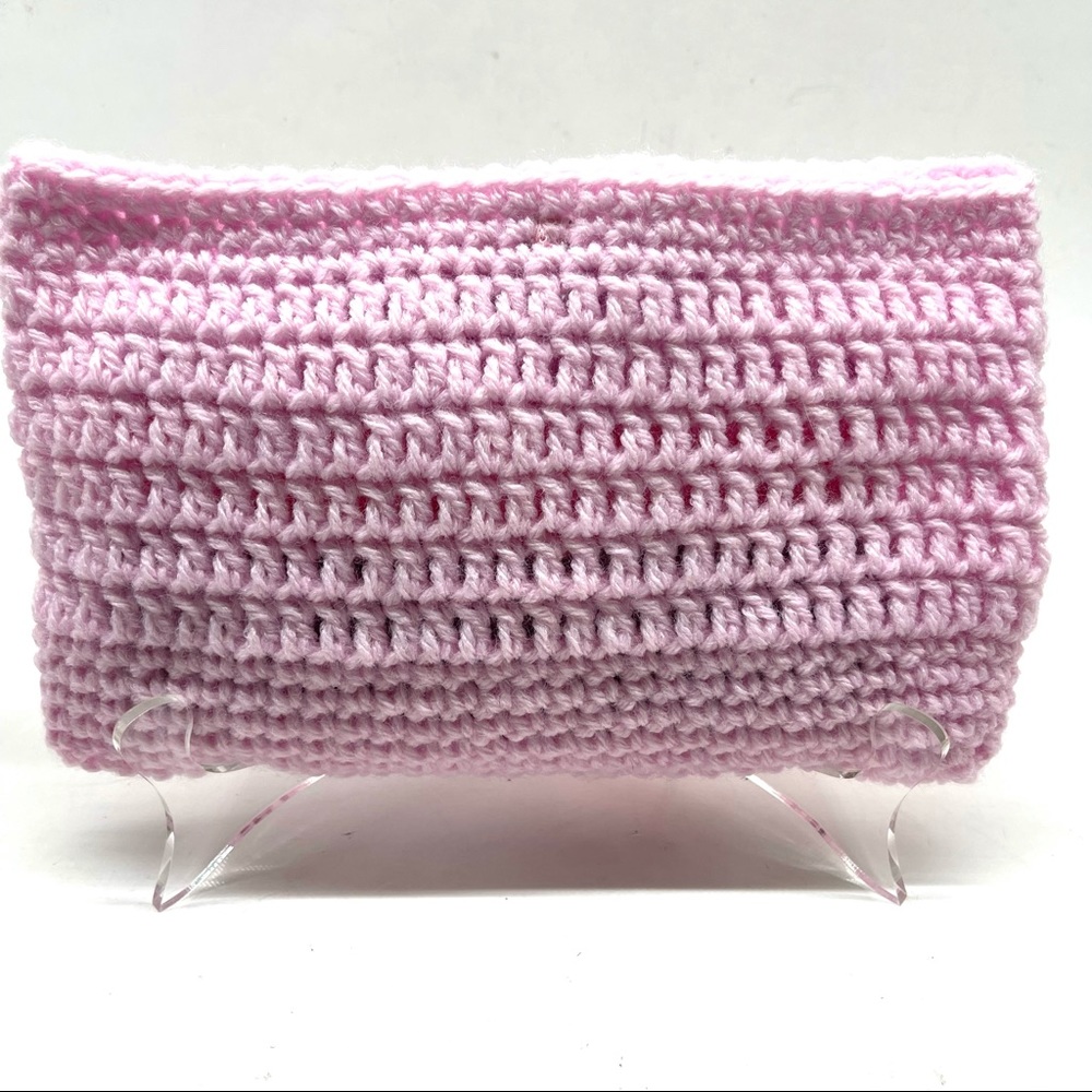 NWT Handmade Crochet Clutch Pink Snap Close - Picture 7 of 10